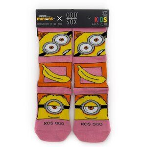 Odd Sox Minions Crew Socks Kids Boys Girls Pink Yellow Banana Fun Gift Movie